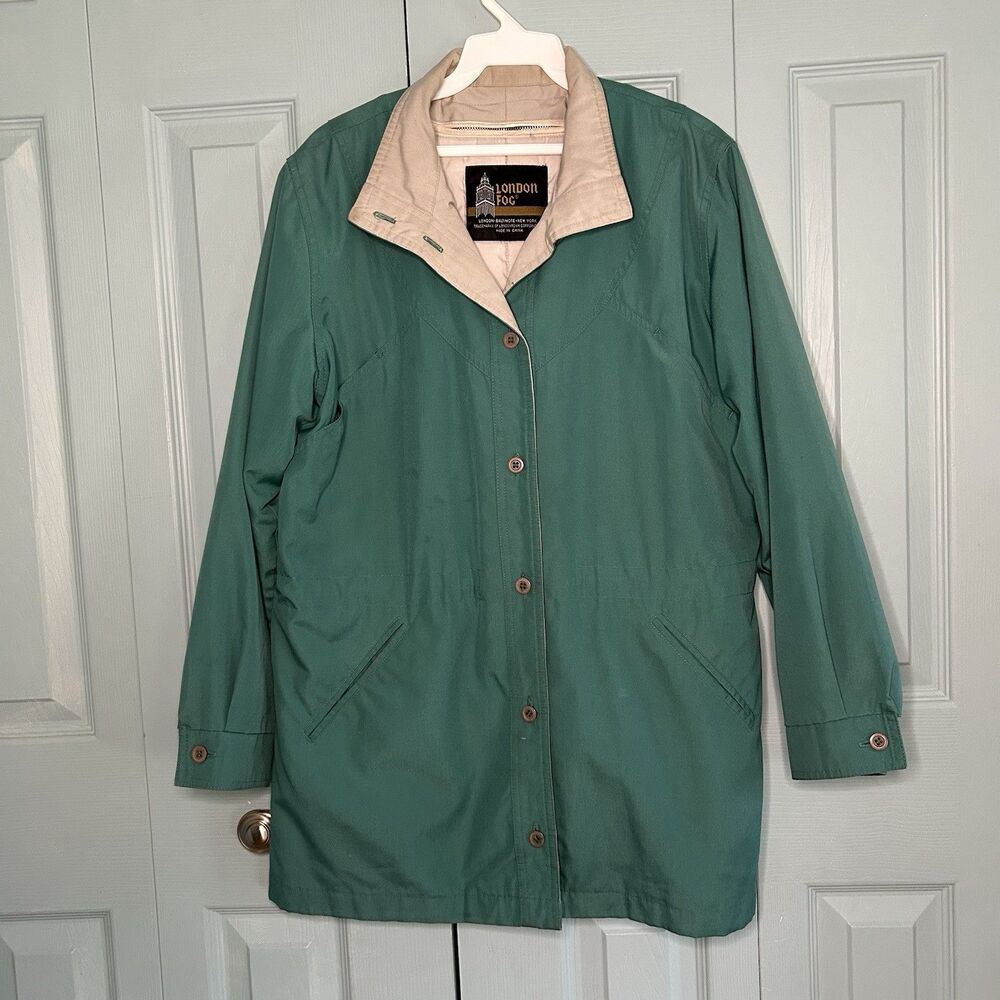 London Fog Womens Teal Barn Coat Chore Jacket 8 Lined Full Button Vintage READ**